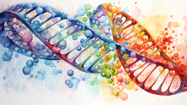 A colorful dna strand

Description automatically generated