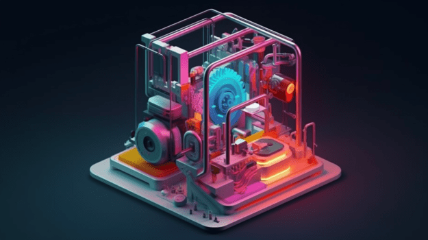 A machine with a colorful light

Description automatically generated