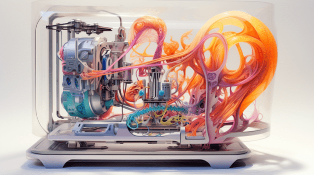 A machine with colorful swirls

Description automatically generated