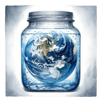 Earth in jar showing only rivers and lakes 1