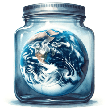 Earth in jar showing only rivers and lakes 2