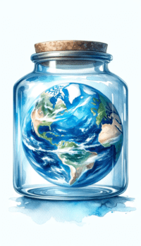 Earth in jar showing only rivers and lakes 3