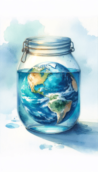 Earth in jar showing only rivers and lakes 4