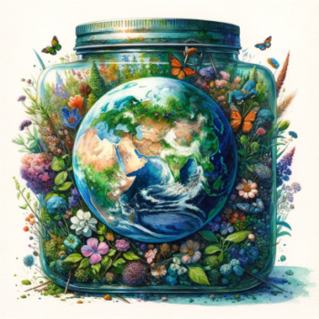 The planet Earth in a jar as a garden emphasizing biodiversity 1