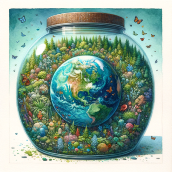 The planet Earth in a jar as a garden emphasizing biodiversity 2