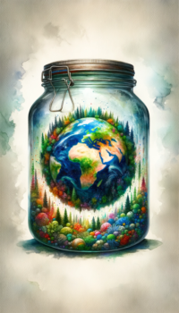 The planet Earth in a jar as a garden emphasizing biodiversity 4